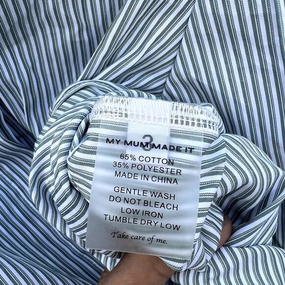 My Mum Made It | Striped Long Sleeve Button Down Boyfriend Office Shirt XS-S - Picture 4 of 6